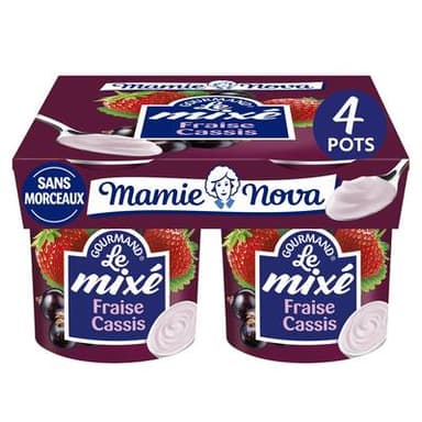Mamie Nova Yaourts mixés fraise cassis, 4x135g