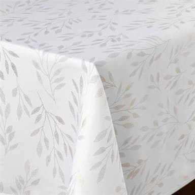 Douceur D Interieur Nappe Antitache Imprimé Lonigold Blanc, 150 x 240 cm
