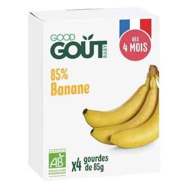 Good Goût Banane Bio Gourde Bébé Dès 4 mois, 4x35g