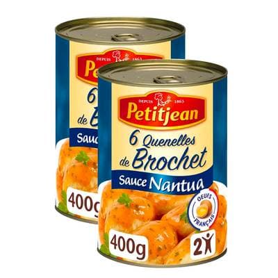 Petitjean 6 Quenelles de Brochet Sauce Nantua en conserve pour 2, Lot de 2x400g