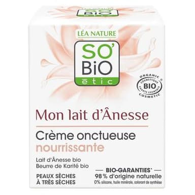 SO'BiO étic Crème onctueuse nourrissante Mon lait d'Ânesse Bio, 50ml