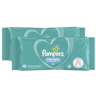 Pampers Lingettes Fresh Clean, Lot de 2x52 lingettes