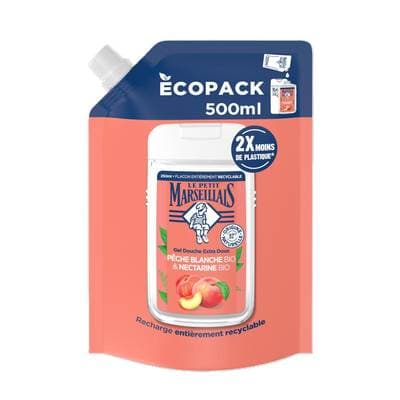 Le Petit Marseillais Crème de Douche Extra Douce Pêche Blanche Bio & Nectarine Bio, 500ml