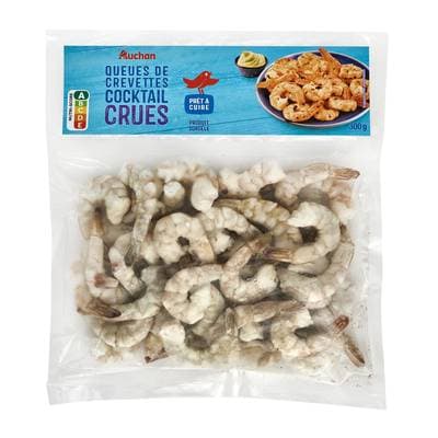 Auchan Queues de crevettes cocktail crues, 300g