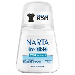 Narta Déodorant Bille Invisible 72H Anti-Traces Blanches et Jaunes Fraîcheur Pure, 50ml