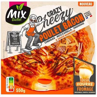 Mix Buffet Pizza crazy cheezy poulet bacon sauce barbecue, 550g