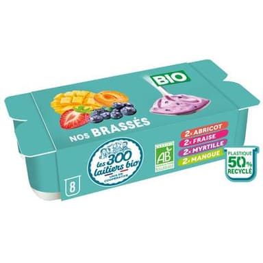 Les 300 laitiers bio Brassés Panachés Bio, 8x125g