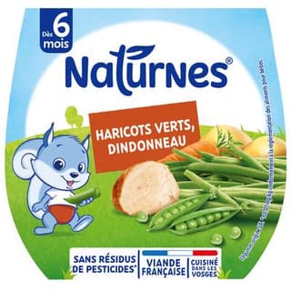 Naturnes® Haricots Verts Dindonneau Coupelles Bébé Dès 6 mois, 2x190g