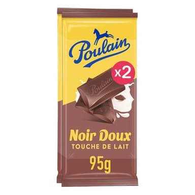 Poulain Tablette Chocolat Noir Doux Touche de Lait, 2x95g