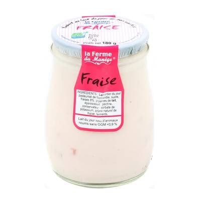 La Ferme du manège Yaourt Fraise au lait entier, 180g