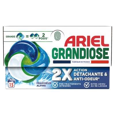 Ariel Capsule lessive Grandiose Fraicheur Alpine, 15 capsules