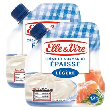 Elle&Vire Crème 12% Mg Légère Epaisse, Lot de 2x33cl