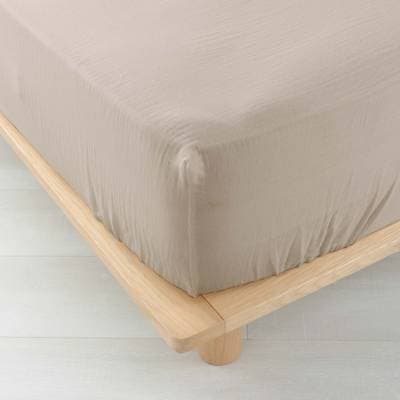 Douceur D Interieur Drap housse 2 personnes gaz sable, 140 x 190  cm