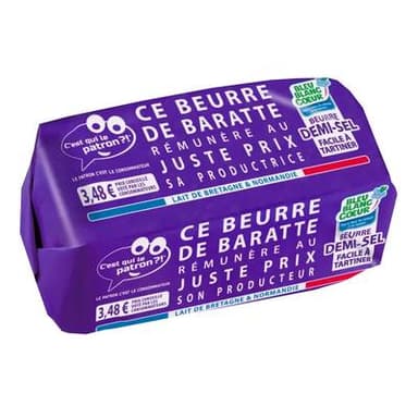 C'est qui le Patron Beurre Demi-Sel de Baratte Bleu blanc coeur, 250g
