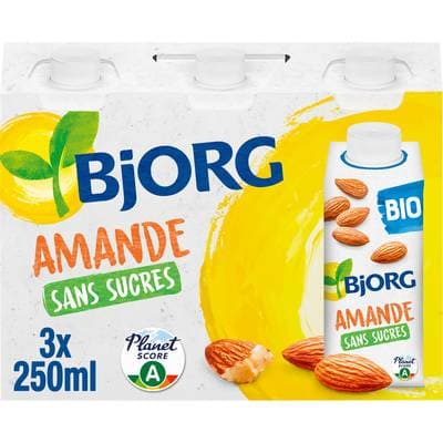 Bjorg Lait d'Amande sans Sucre Boisson Végétale Bio, 3x25cl