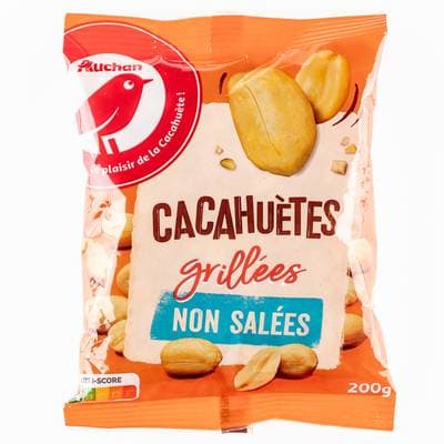 Auchan Cacahuètes grillées sans sel ajouté, 200g