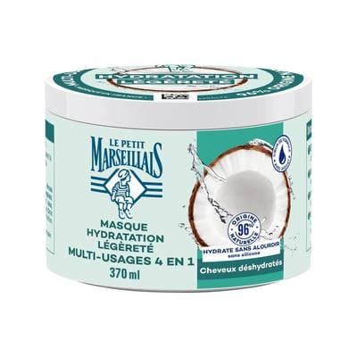 Le Petit Marseillais Masque Capillaire Hydratation Eau de Coco Multi-Usage 4 en 1, 370ml