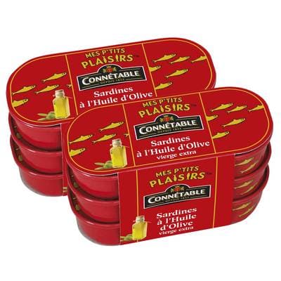 Connetable Sardines à l'Huile d'Olive Vierge Extra en conserve, Lot de 2x3x55g