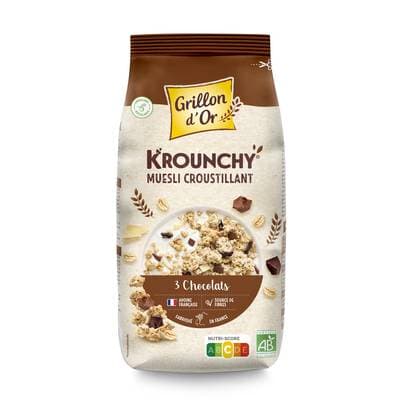 Grillon Or Céréales Krounchy 3 Chocolats BIO, 500g