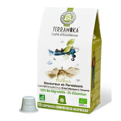 Terramoka Café bio Arthur capsule biodégradable sans aluminium, 15 capsules