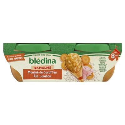 Blédina - Mes Moulinés Carotte, Riz, Jambon Bol Bébé Dès 8 mois, 2x200g