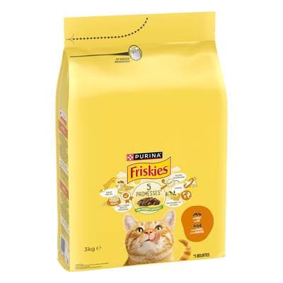 Purina - Friskies Croquettes Poulet et Légumes pour Chat Adulte, 3kg