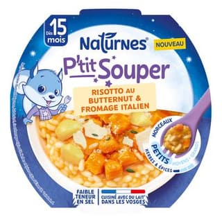 Naturnes® - P'tit Souper Risotto butternut fromage italien Assiette bébé dès 15 mois, 250g