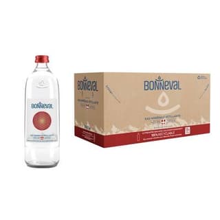 Bonneval Eau minérale gazeuse naturelle bouteille verre, 18x33cl