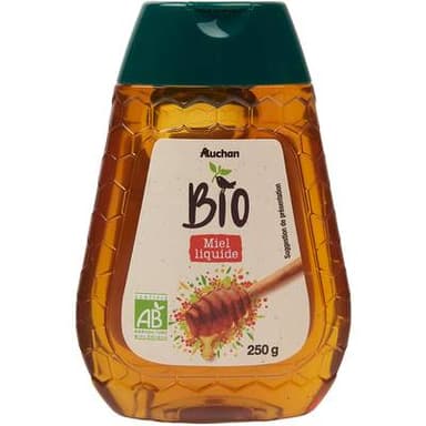 Auchan BIO Miel liquide bio en flacon doseur, 250g