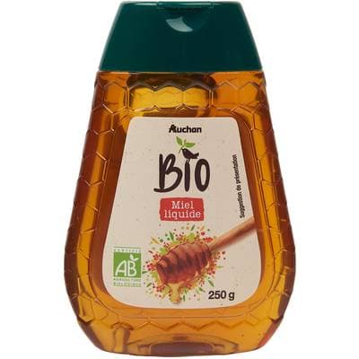 Auchan BIO Miel liquide bio en flacon doseur, 250g