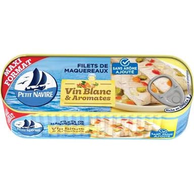 Petit Navire Filets de Maquereaux au Vin blanc et Aromates, 235g