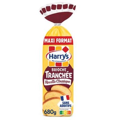 Harrys Brioche Tranchée Recette Classique Nature Sans Additif, 680g