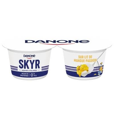 Danone Du Monde Skyr nature sur lit de mangue passion 0%mg, 2x140g