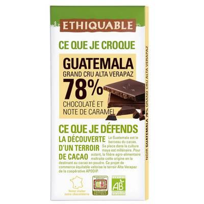 3760278861723 - Ethiquable - Commerce Equitable - Chocolat Noir Notes de Caramel 78% Cacao Bio du Guatemala