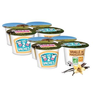 Les 2 Vaches Yaourts Bio à la vanille naturelle, Lot de 2 - 4x115g
