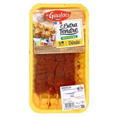 Le Gaulois L'extra tendre brochettes de dinde à la Mexicaine, 4 brochettes - 380g