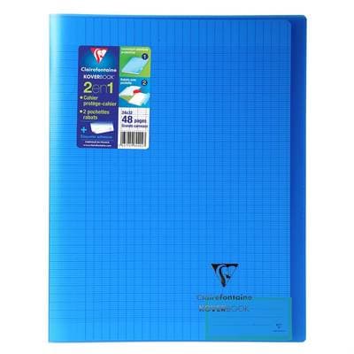 Clairefontaine Cahier Kover Book 24 x 32 cm grands carreaux bleu translucide, 48  pages