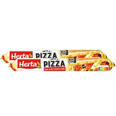 Herta Pâte à Pizza Fine & Rectangulaire, Lot de 2x390g