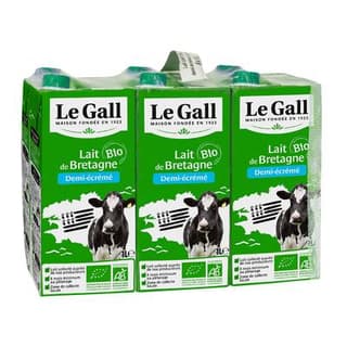 Le Gall Lait demi-écrémé bio, 6x1l