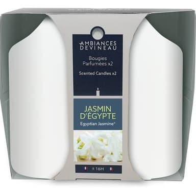 Ambiances Devineau 2 bougies cylindrique Jasmin d'Egypte, 8,5 cm