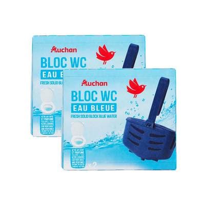 Auchan Bloc WC solide eau bleu, Lot de 2x2 blocs wc