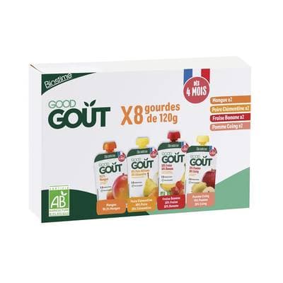 Good Goût Variétés de fruits Bio Gourdes bébé dès 4 mois, 8x120g