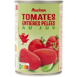 Auchan Tomates entières pelées au jus en conserve, 238g