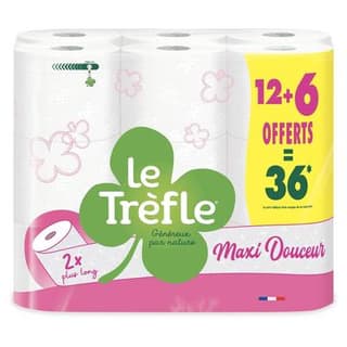 Le Trèfle Papier Toilette Maxi Douceur, 18 rouleaux