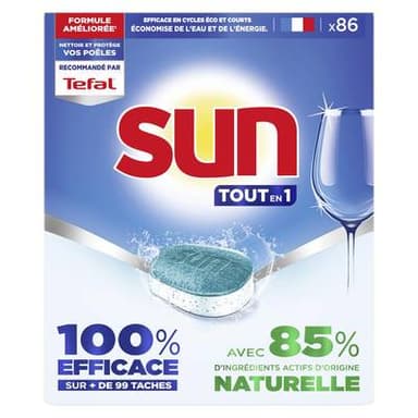 Sun Tablette Lave Vaisselle Tout en 1 Naturelle, 86 tablettes