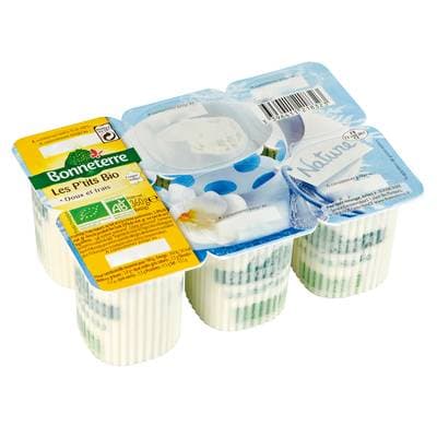 Bonneterre Fromages frais nature bio, 6x60g