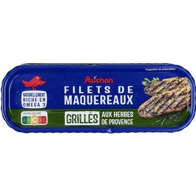 Auchan FIlets de maquereaux grillés aux herbes de Provence, 110g