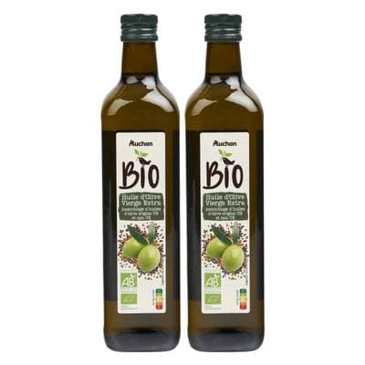 Auchan BIO Huile d'Olive Vierge Extra Bio, Lot de 2x75cl