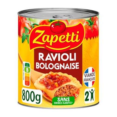 Zapetti Ravioli Bolognaise au bœuf, 800g