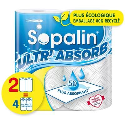 Sopalin Essuie tout Ultra absorbant, 2 rouleaux